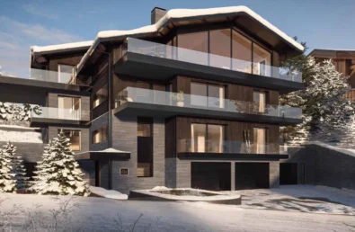 The Black Lodge Courchevel zwarte trespa