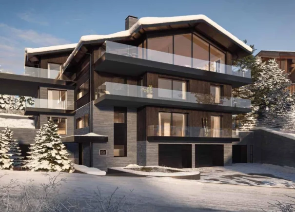 The Black Lodge Courchevel zwarte trespa