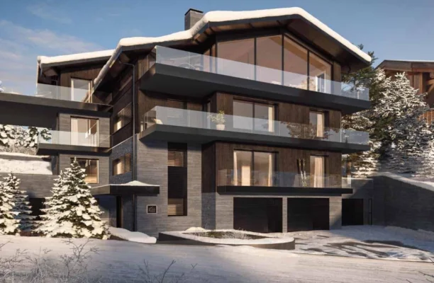 The Black Lodge Courchevel zwarte trespa